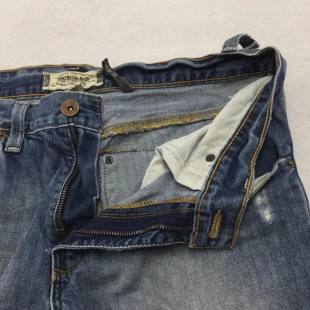 American Rag MAG1 561 Jeans Mens 32x30 Blue Wash Slim Straight Denim Distressed